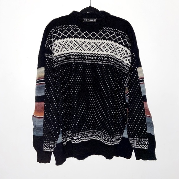 Y/Project Double Wool Striped Crew Neck Pullover Sweater Men’s size Large hybrid - Picture 1 of 9